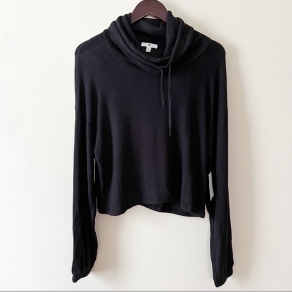 BP Black Soft Knit Long Sleeve Drawstring Cowl Neck Pullover Top size Small NEW - Picture 1 of 7